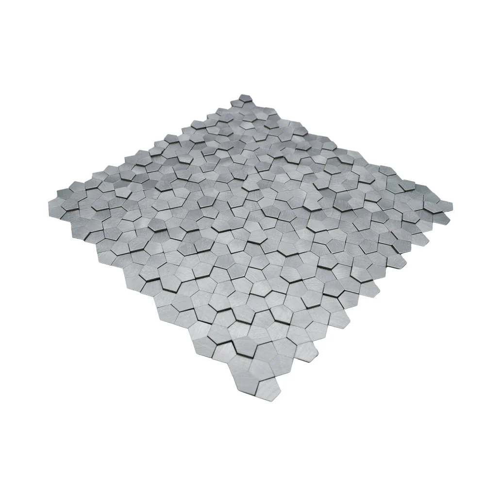 Crédence adhésive | Pentagone 3D Argent | 28,2×28,2 cm - Image 6