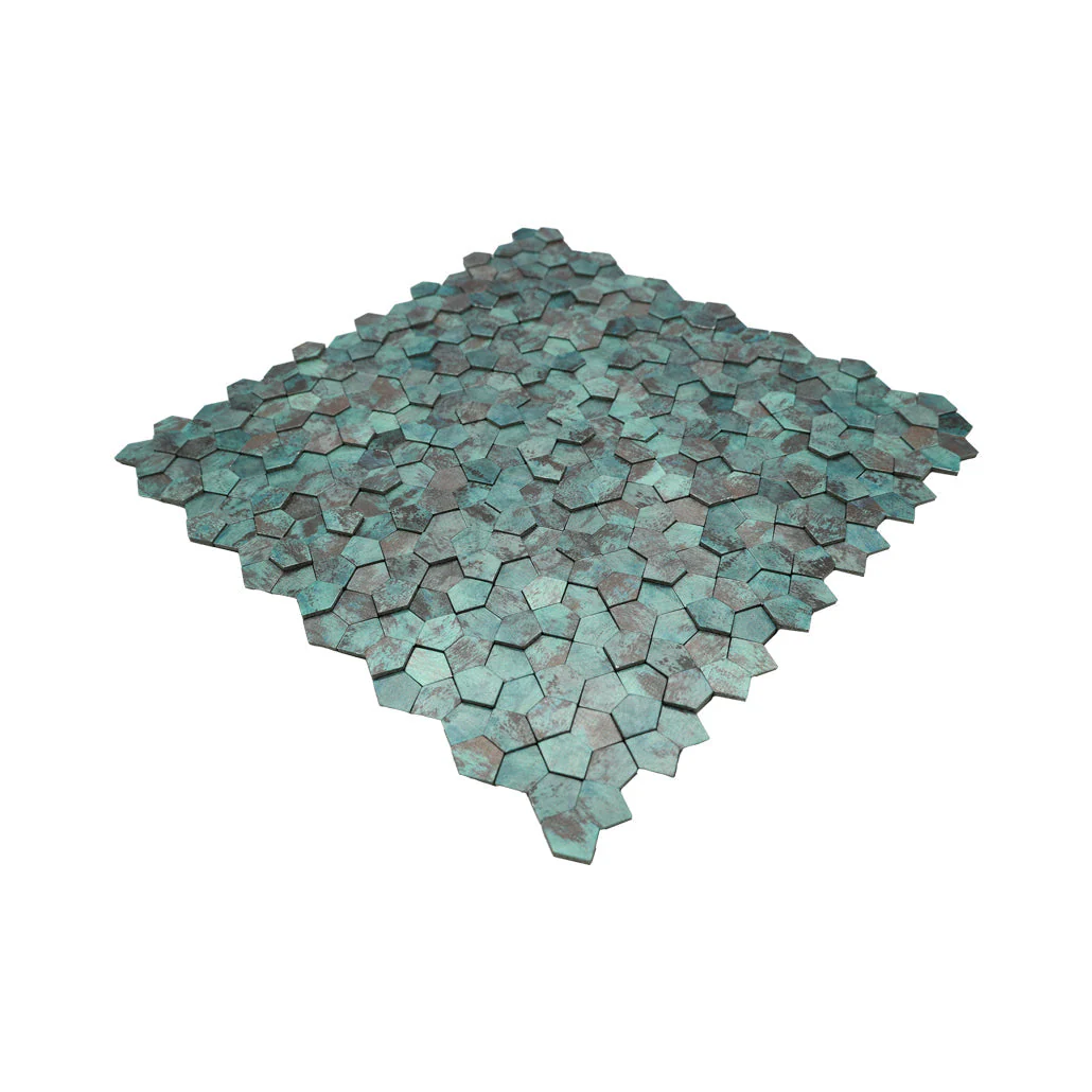 Crédence adhésive | Pentagone 3D Cuivre patiné | 28,2×28,2 cm - Image 6