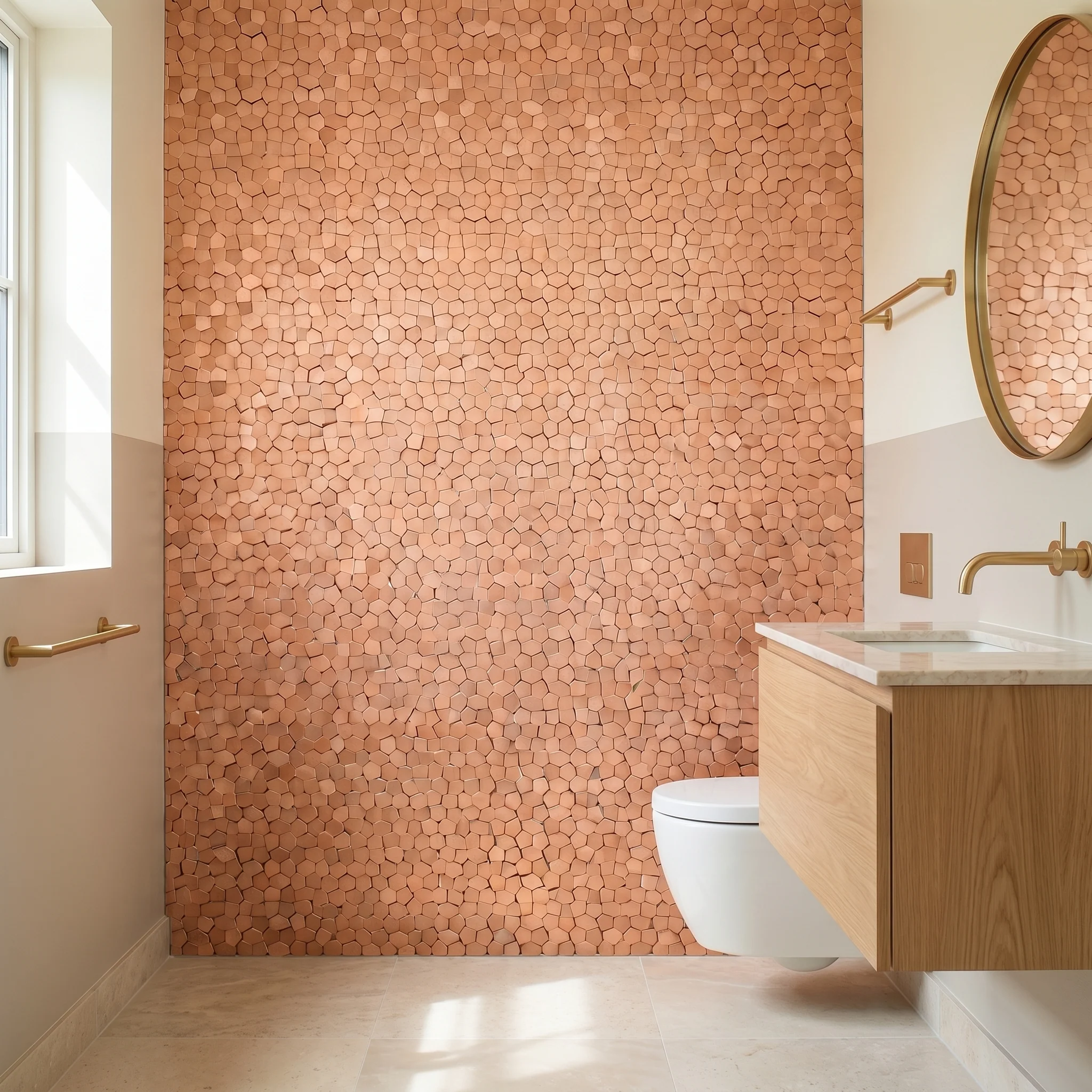 Crédence adhésive | Pentagone 3D Saumon | 28,2×28,2 cm - Image 5