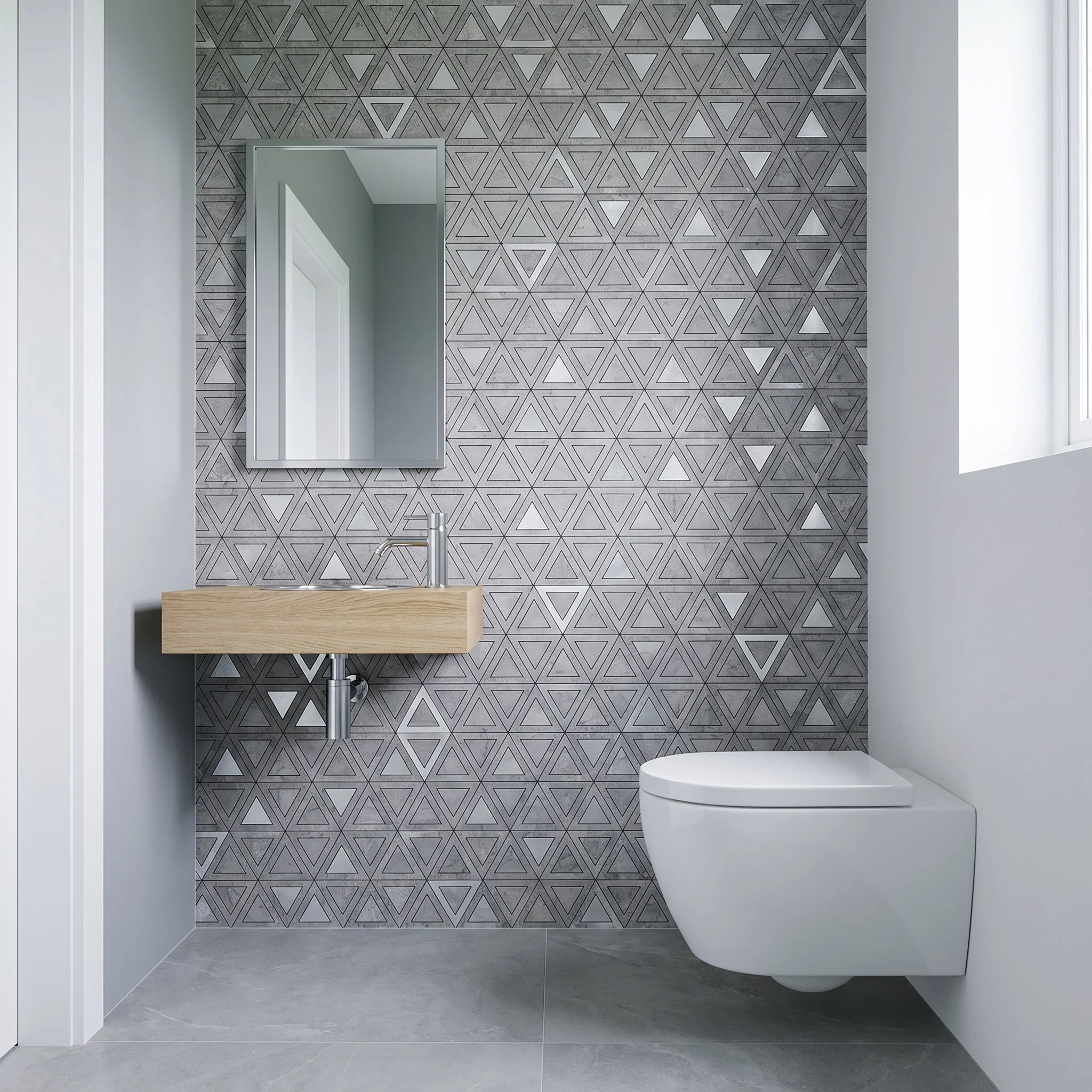 Crédence adhésive | Triangle Gris Argent | 28,7×33,1 cm - Image 7