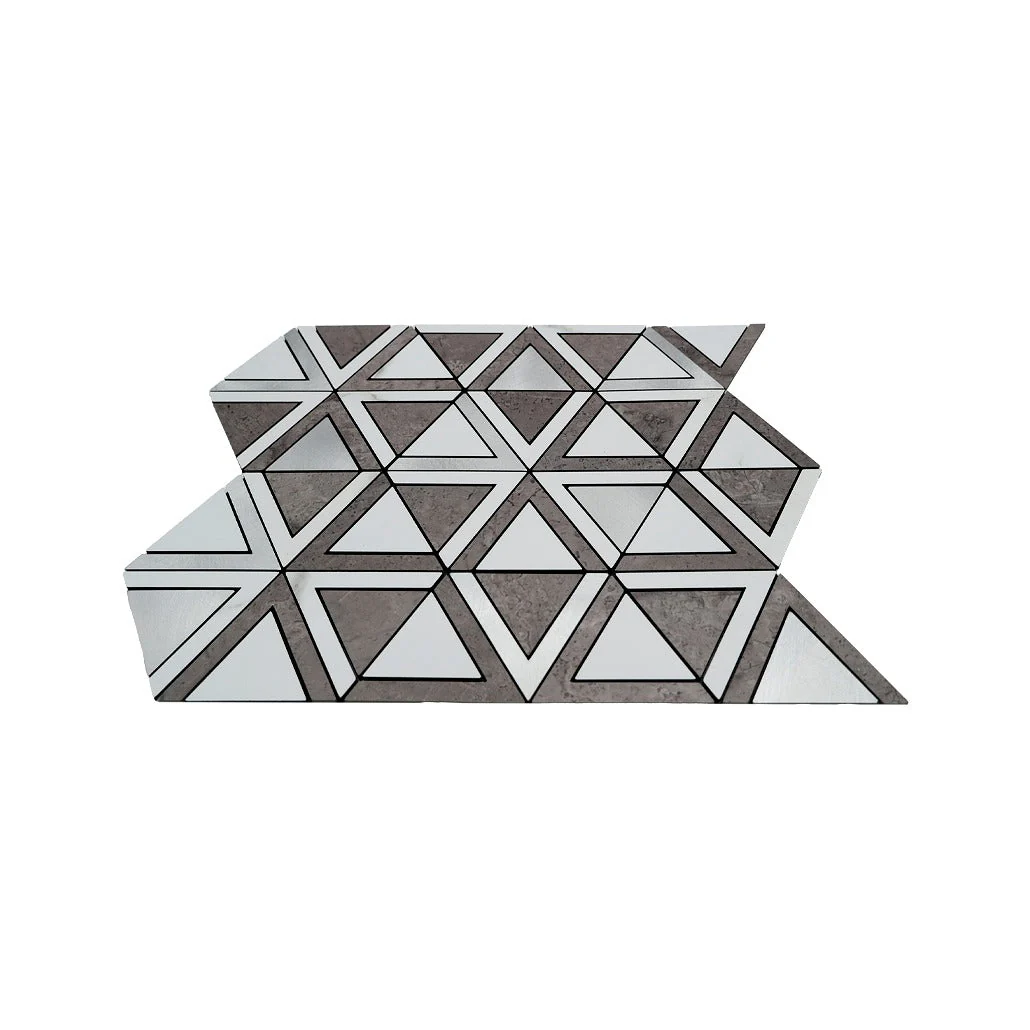 Crédence adhésive | Triangle Gris Blanc-Argent | 28,7×33,1 cm - Image 4