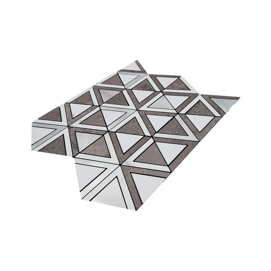 Crédence adhésive | Triangle Gris Blanc-Argent | 28,7×33,1 cm - Image 6