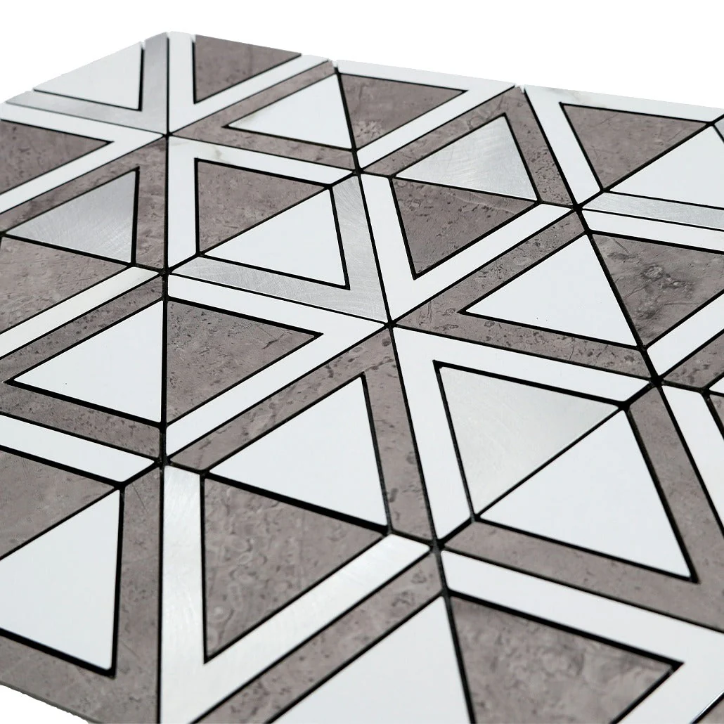 Crédence adhésive | Triangle Gris Blanc-Argent | 28,7×33,1 cm - Image 8