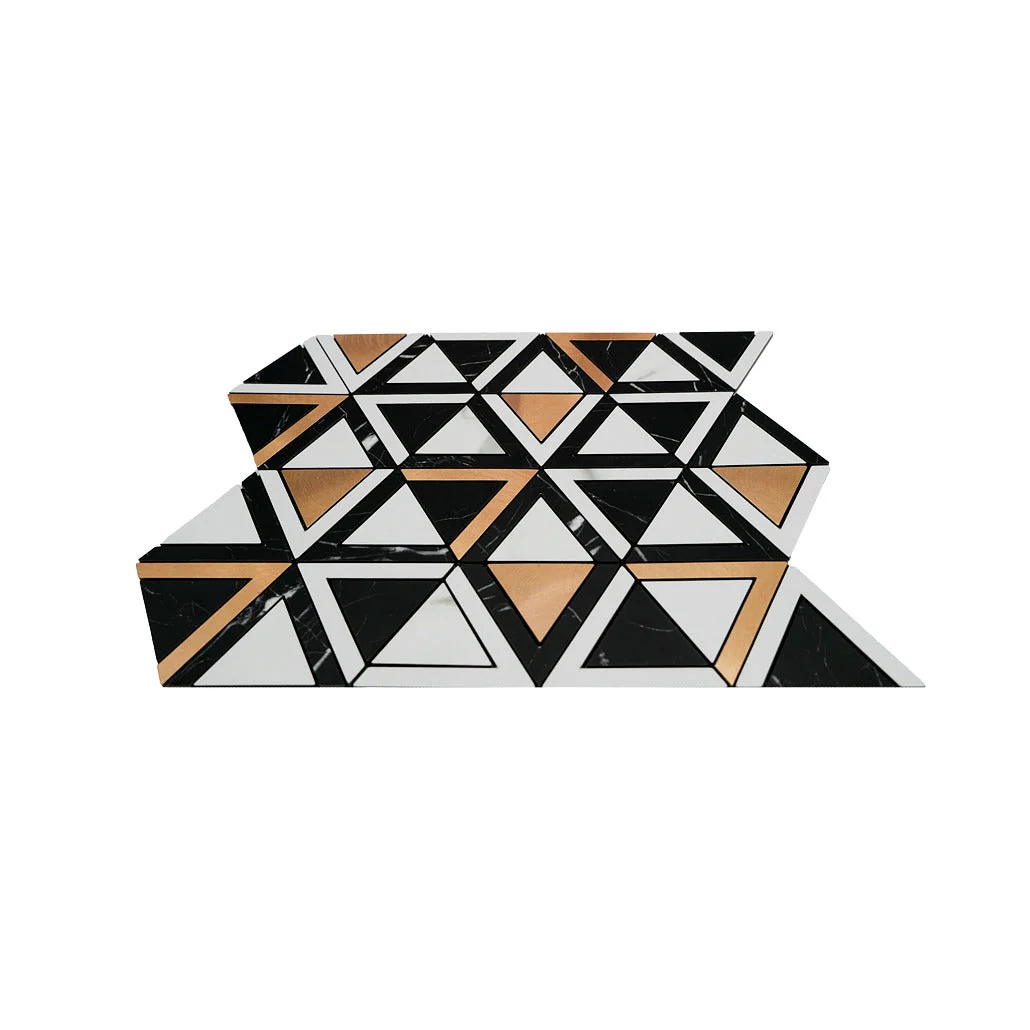 Crédence adhésive | Triangle Noir Blanc-Or | 28,7×33,1 cm - Image 4