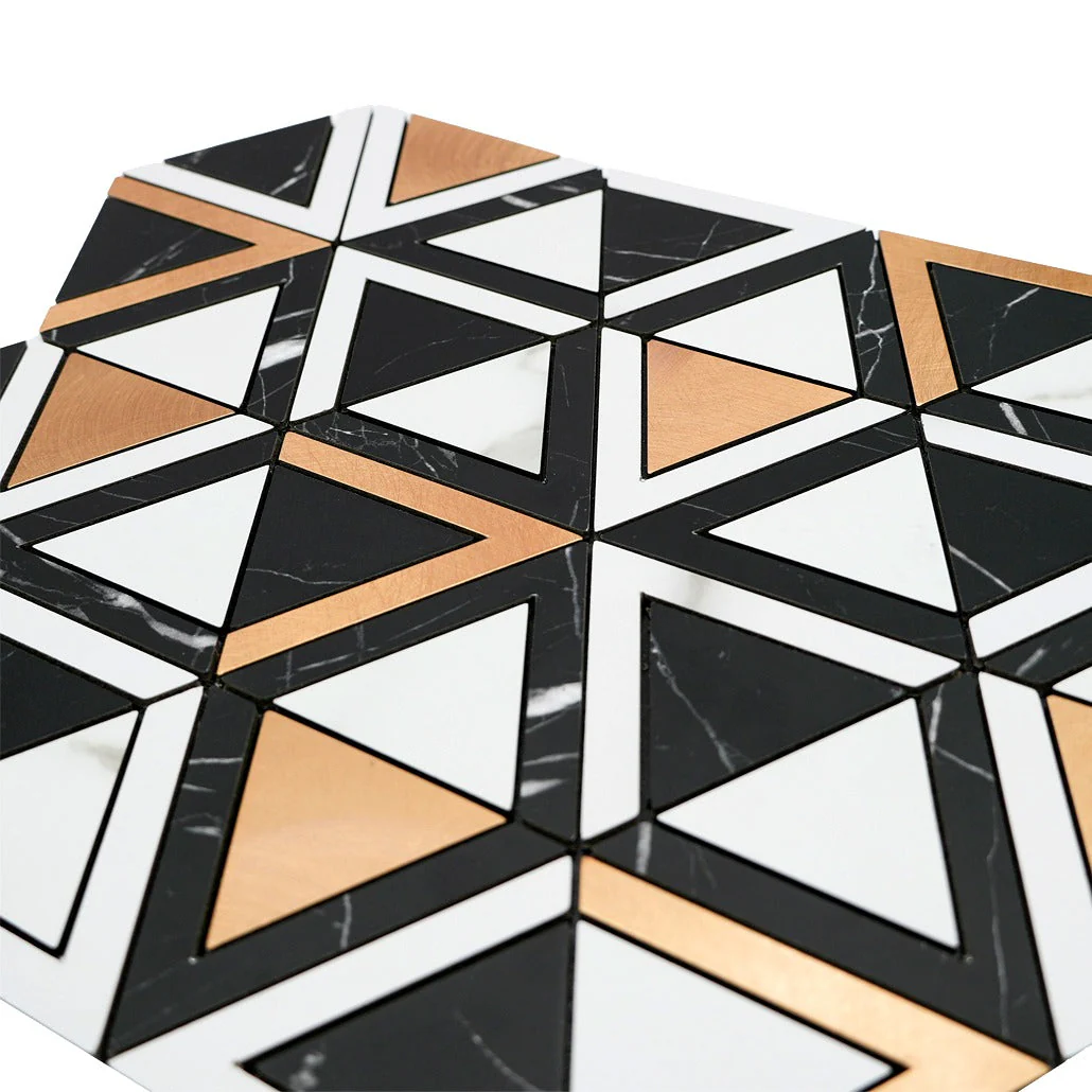 Crédence adhésive | Triangle Noir Blanc-Or | 28,7×33,1 cm - Image 8