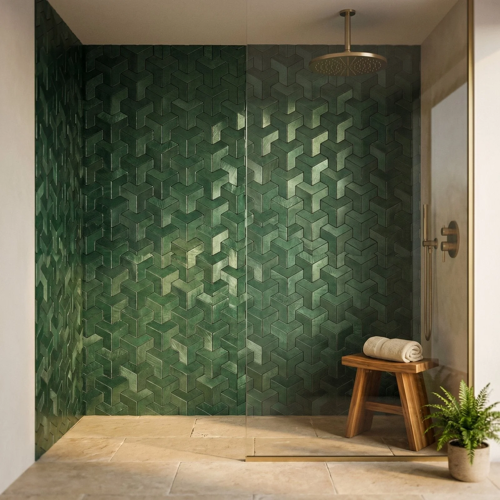 Crédence adhésive | Trifold 3D Vert foncé | 30,3×28 cm - Image 3