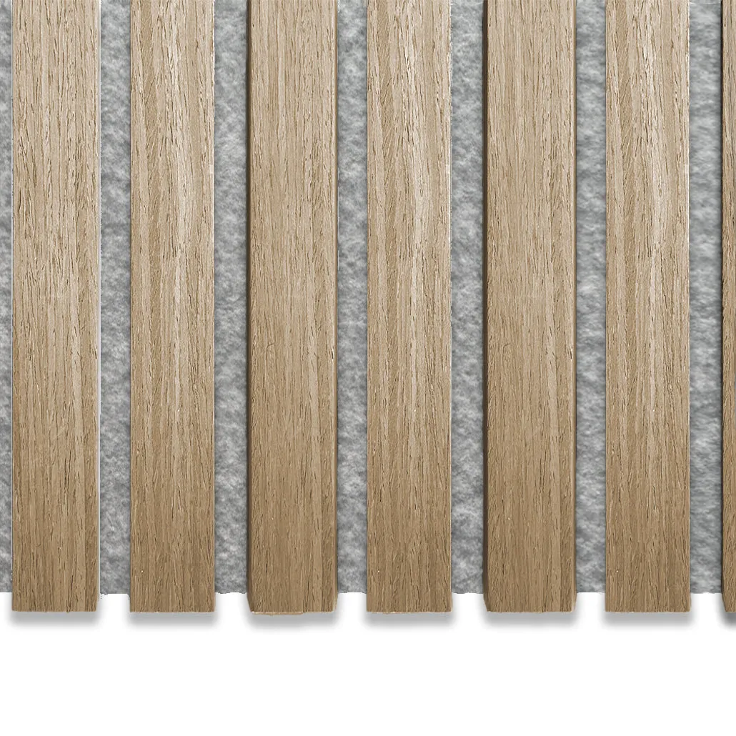 Échantillon | Chêne Naturel avec Feutre Gris | Panneau acoustique en bois - Image 3