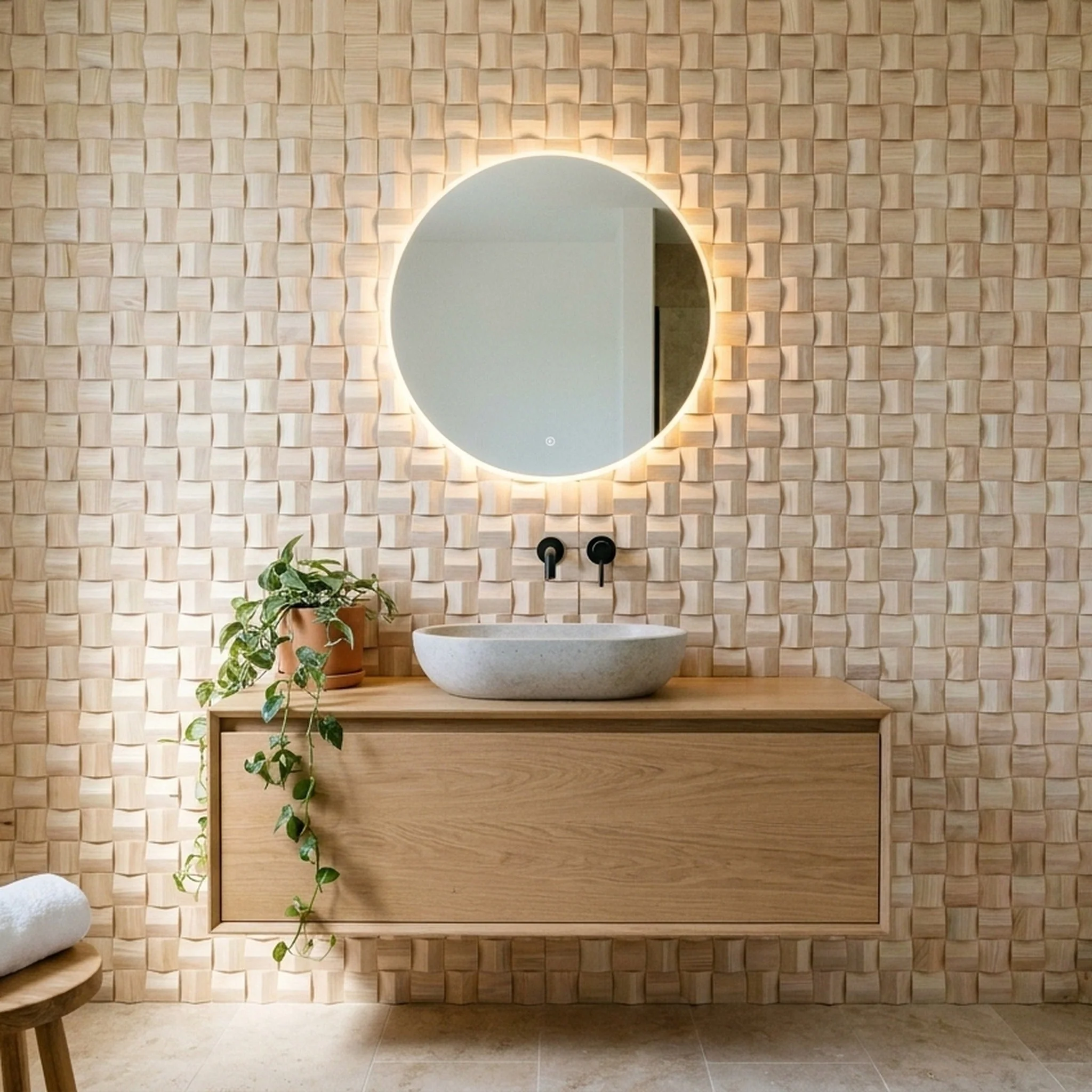 Panneau Bois Décoratif Mural | Frêne | 30×30 cm - Image 5