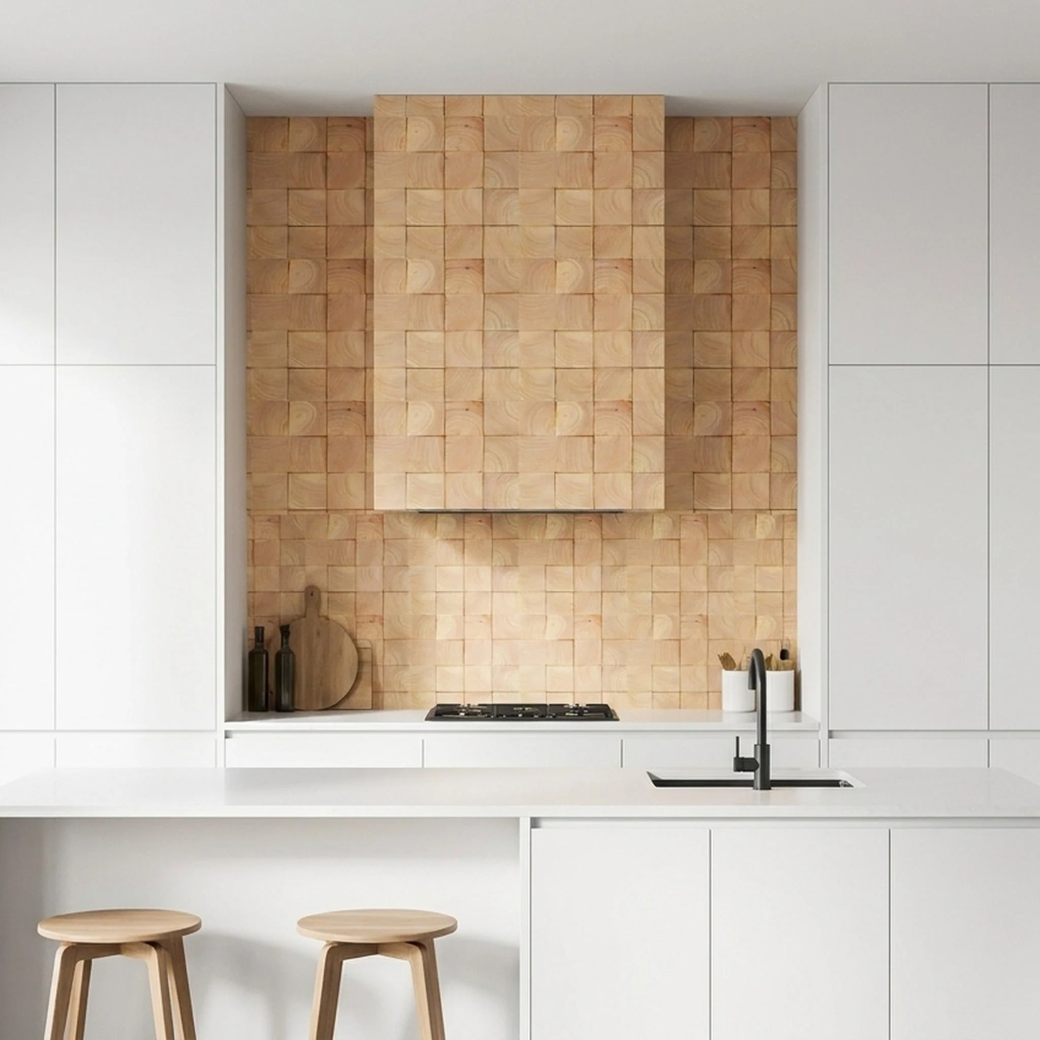 Panneau Bois Décoratif Mural | Hévéa | 30×30 cm