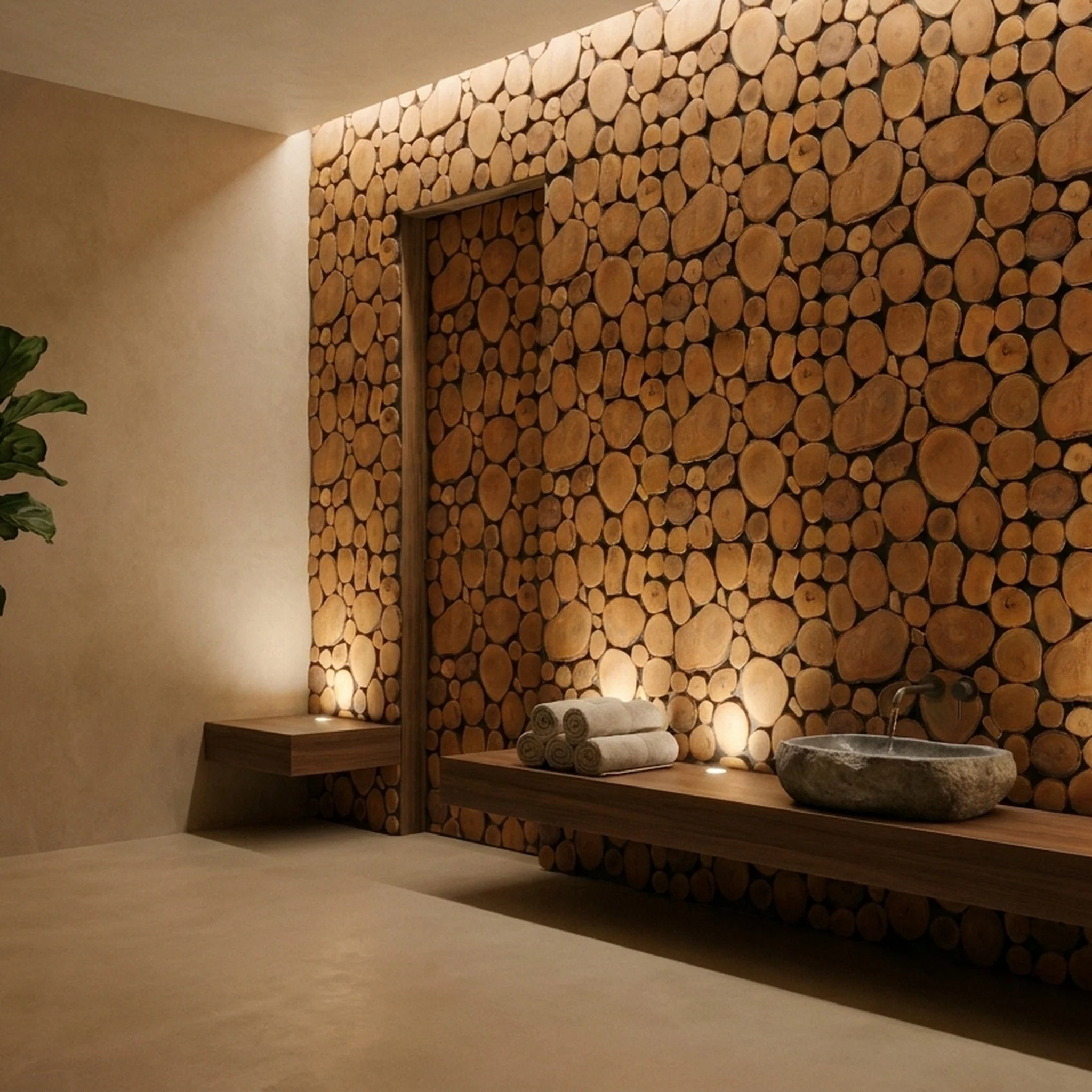 Panneau Bois Décoratif Mural | Litchi | 30×30 cm