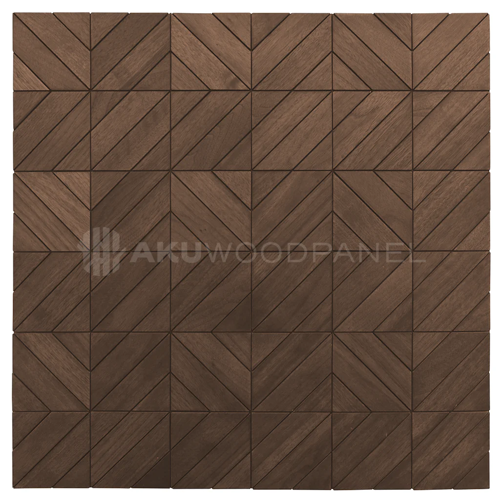 Panneau Mural Déco | Clover – Brun | 60×60 cm | Noyer Américain | Fait main | Panneau 3D