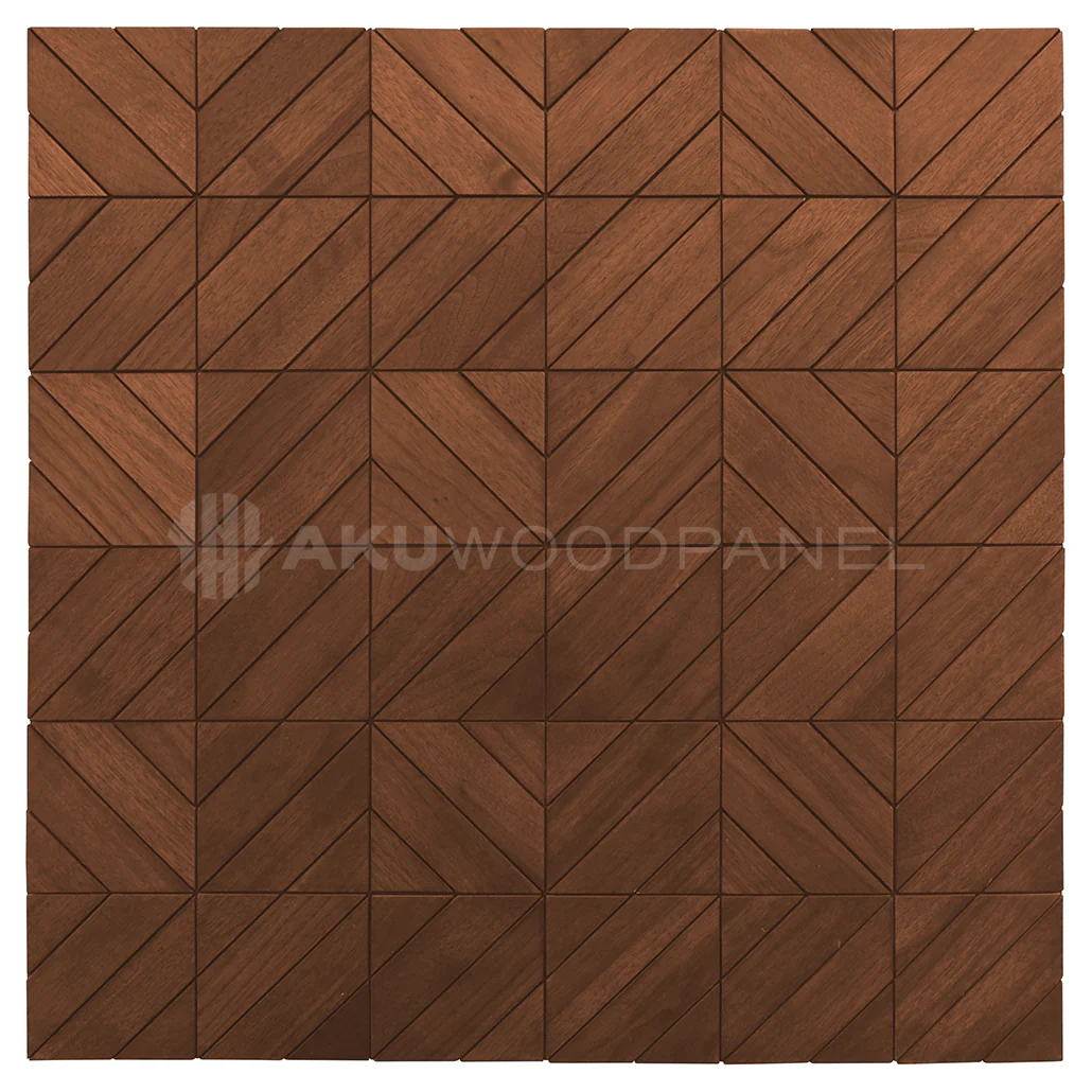 Panneau Mural Déco | Clover – Brun Fumé | 60×60 cm | Noyer Américain | Fait main | Panneau 3D