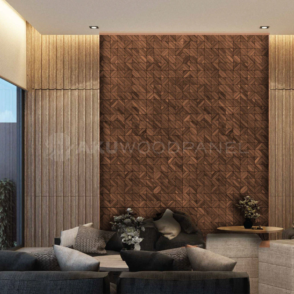 Panneau Mural Déco | Clover – Brun Fumé | 60×60 cm | Noyer Américain | Fait main | Panneau 3D - Image 2