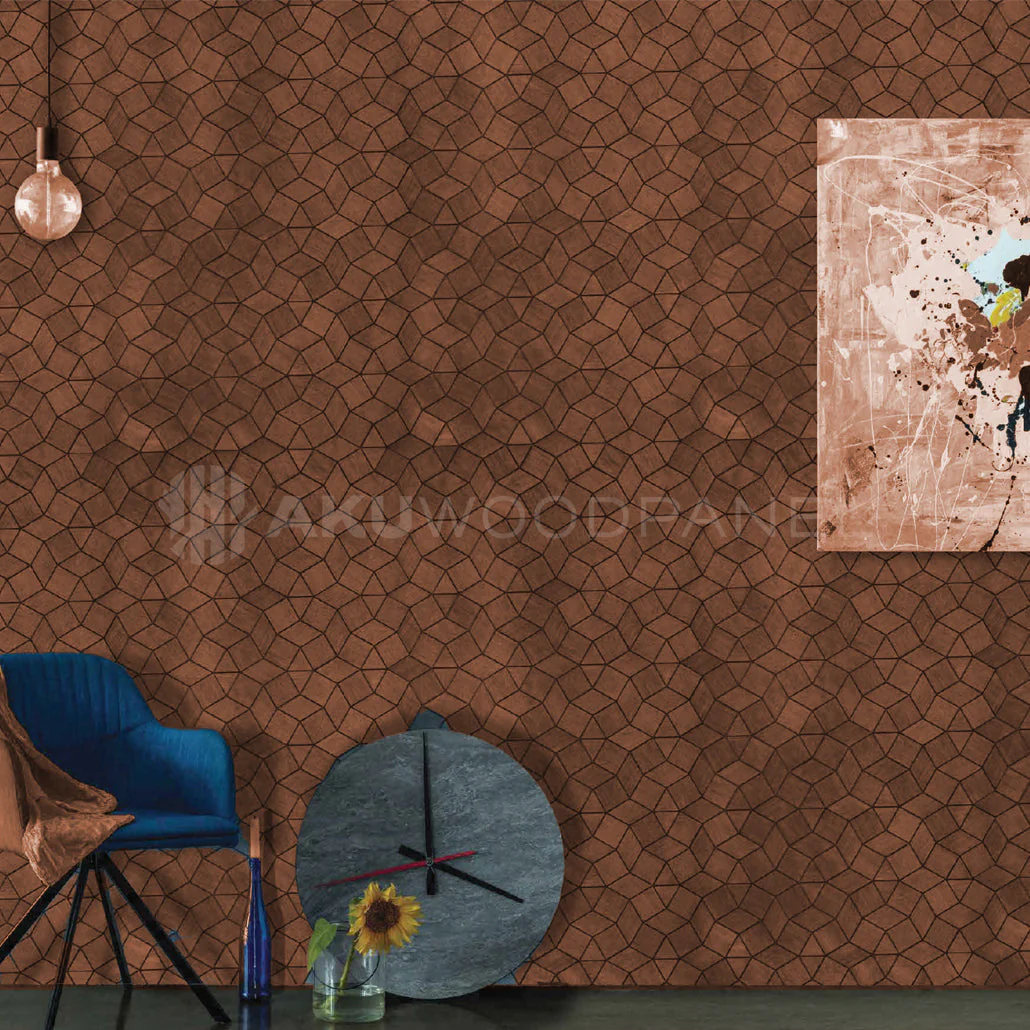 Panneau Mural Déco | Gardenia – Brun Fumé | 60×60 cm | Noyer Américain | Fait main | Panneau 3D - Image 2
