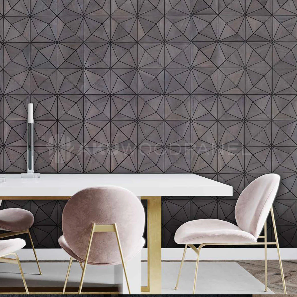 Panneau Mural Déco | Nolan – Rose Noir | 60×60 cm | Noyer Américain | Fait main | Panneau 3D - Image 2