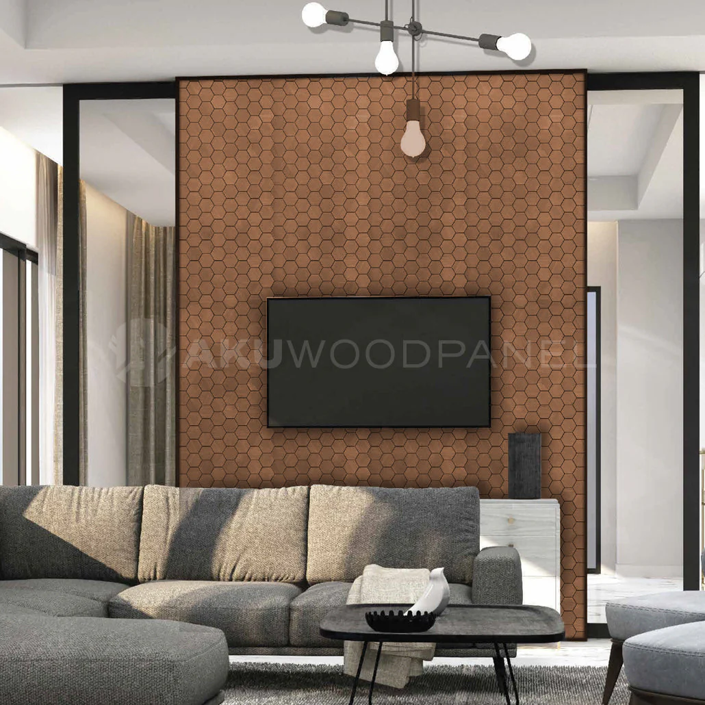 Panneau Mural Déco | Snowdrop – Brun Fumé | 60×60 cm | Noyer Américain | Fait main | Panneau 3D - Image 2