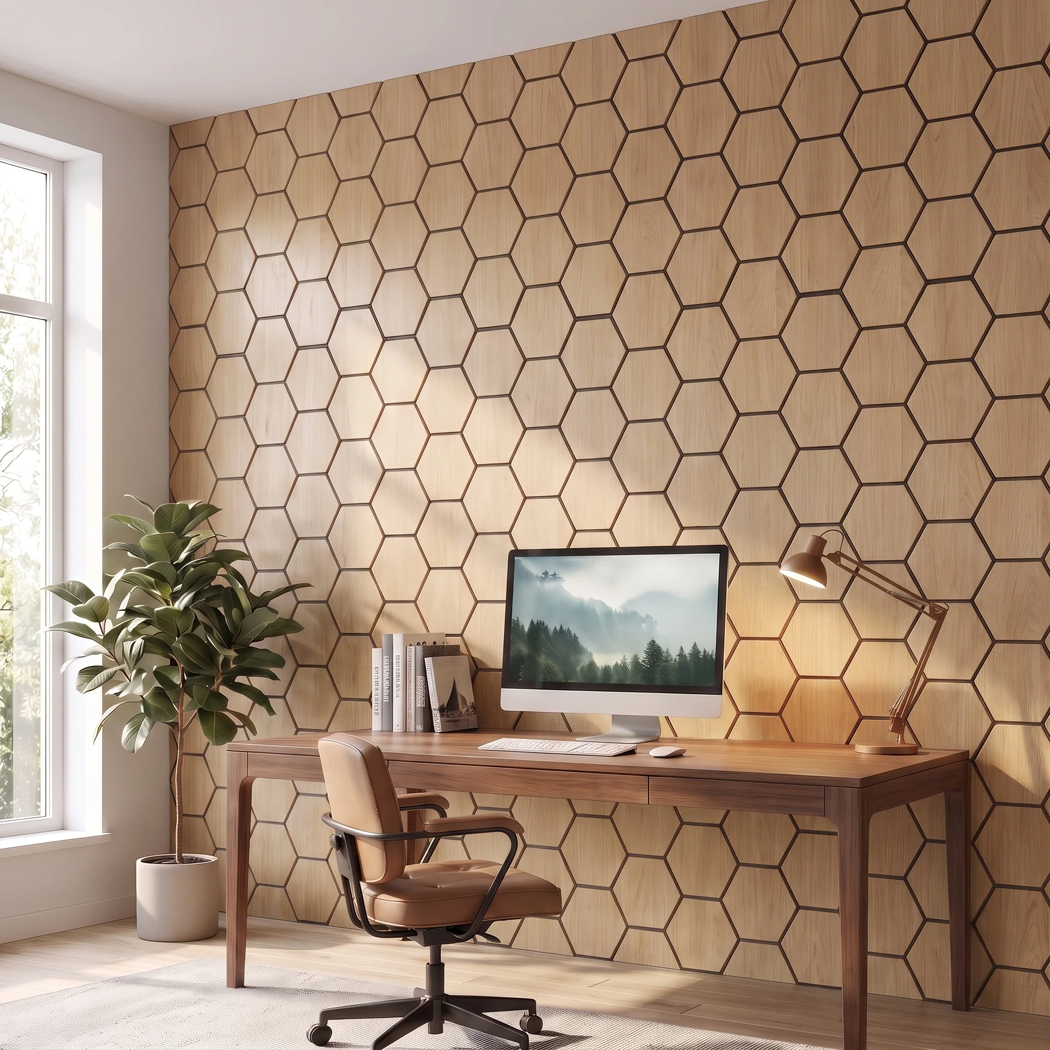 Panneau Mural Hexagonal | Chêne Naturel 81 cm | Acoustique - Image 7