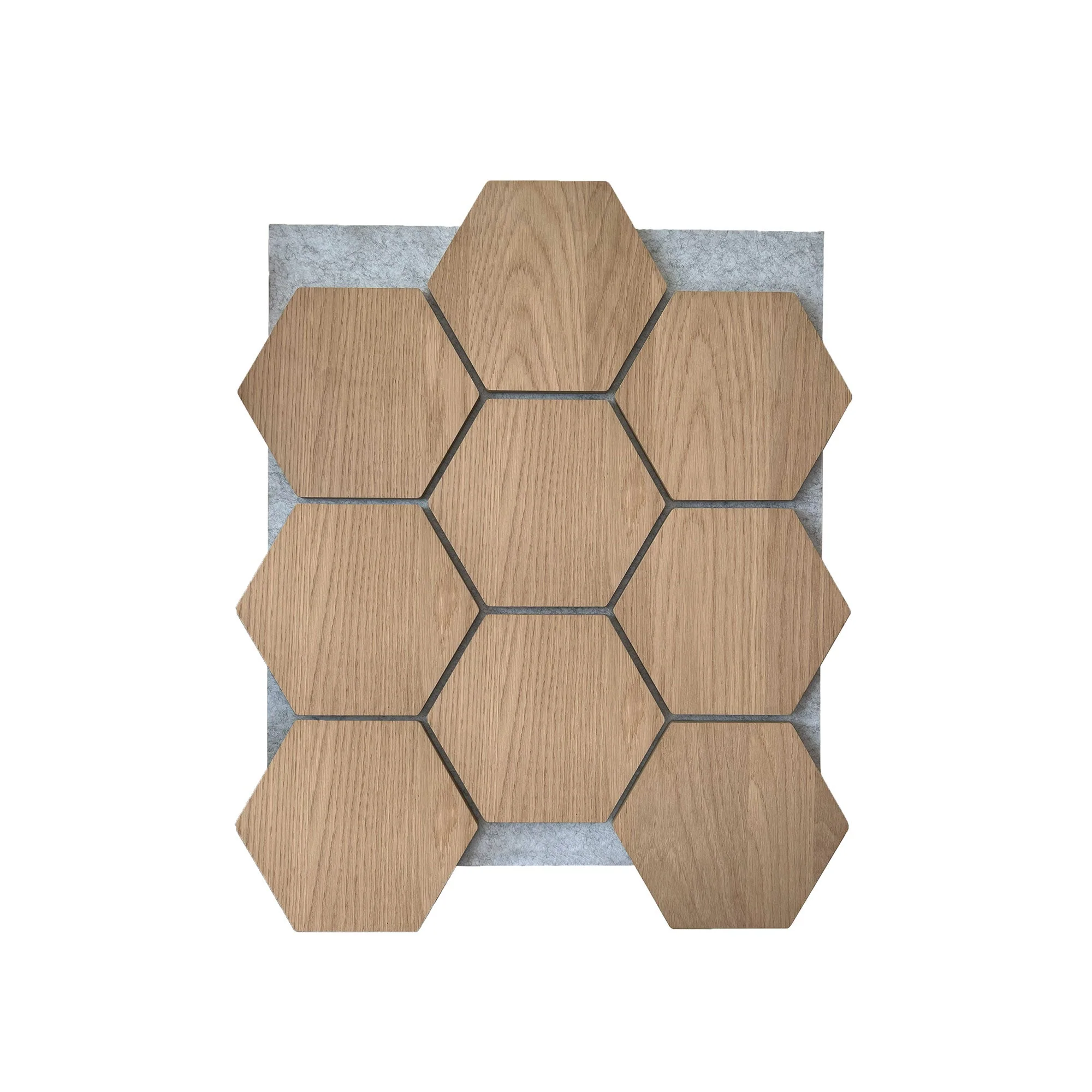 Panneau Mural Hexagonal | Chêne Naturel avec Feutre Gris 81 cm | Acoustique - Image 4