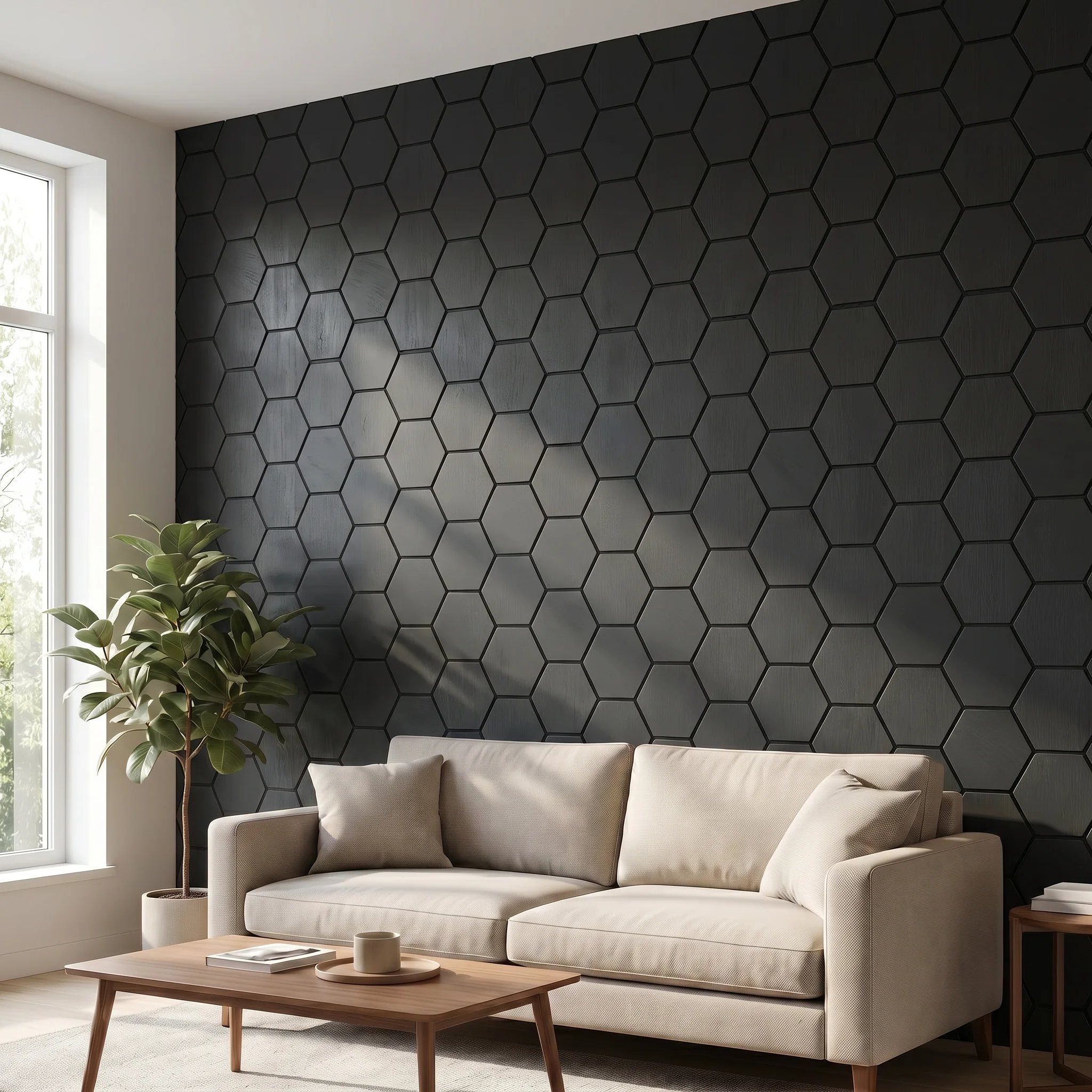 Panneau Mural Hexagonal | Noir 81 cm | Acoustique - Image 3