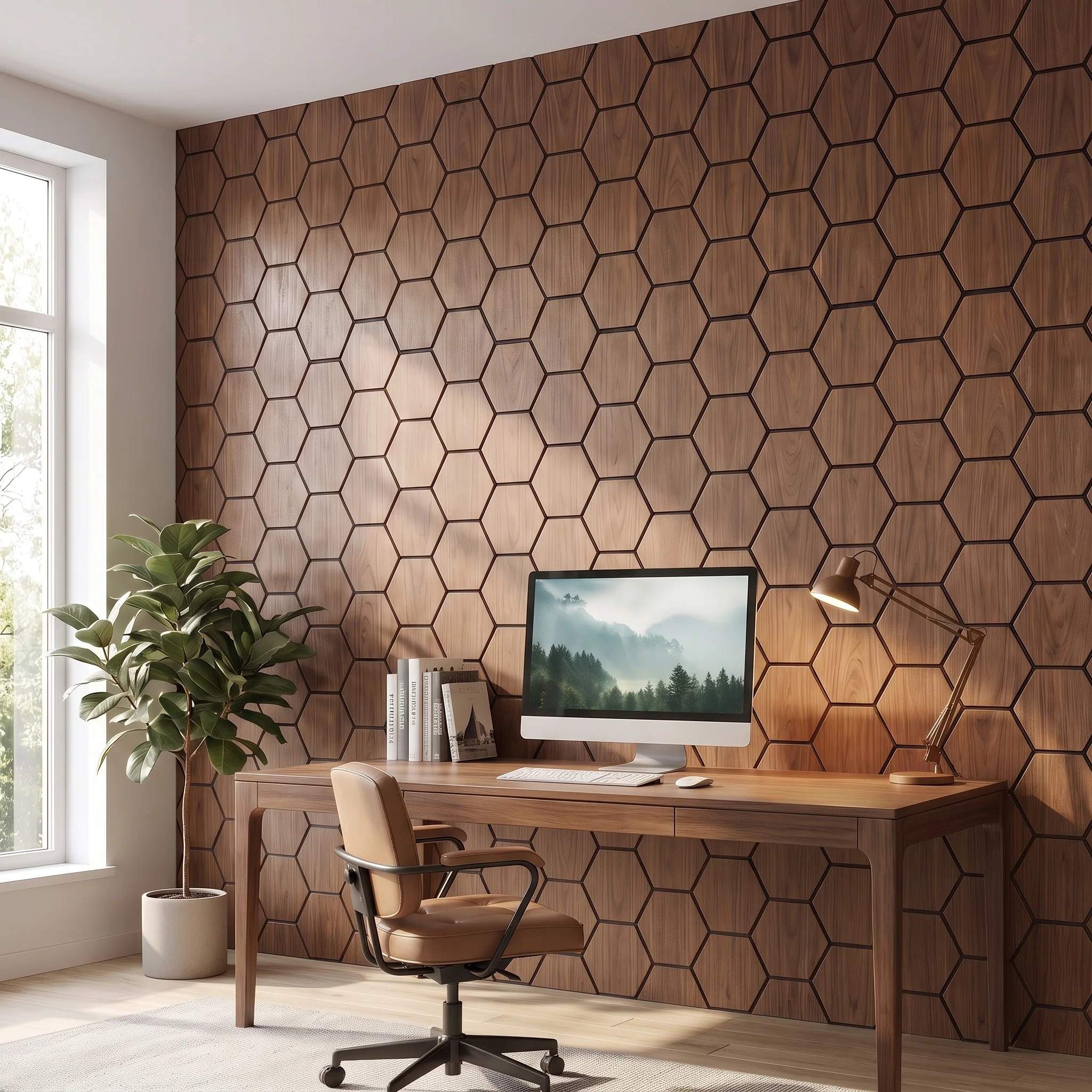 Panneau Mural Hexagonal | Noyer 81 cm | Acoustique - Image 7