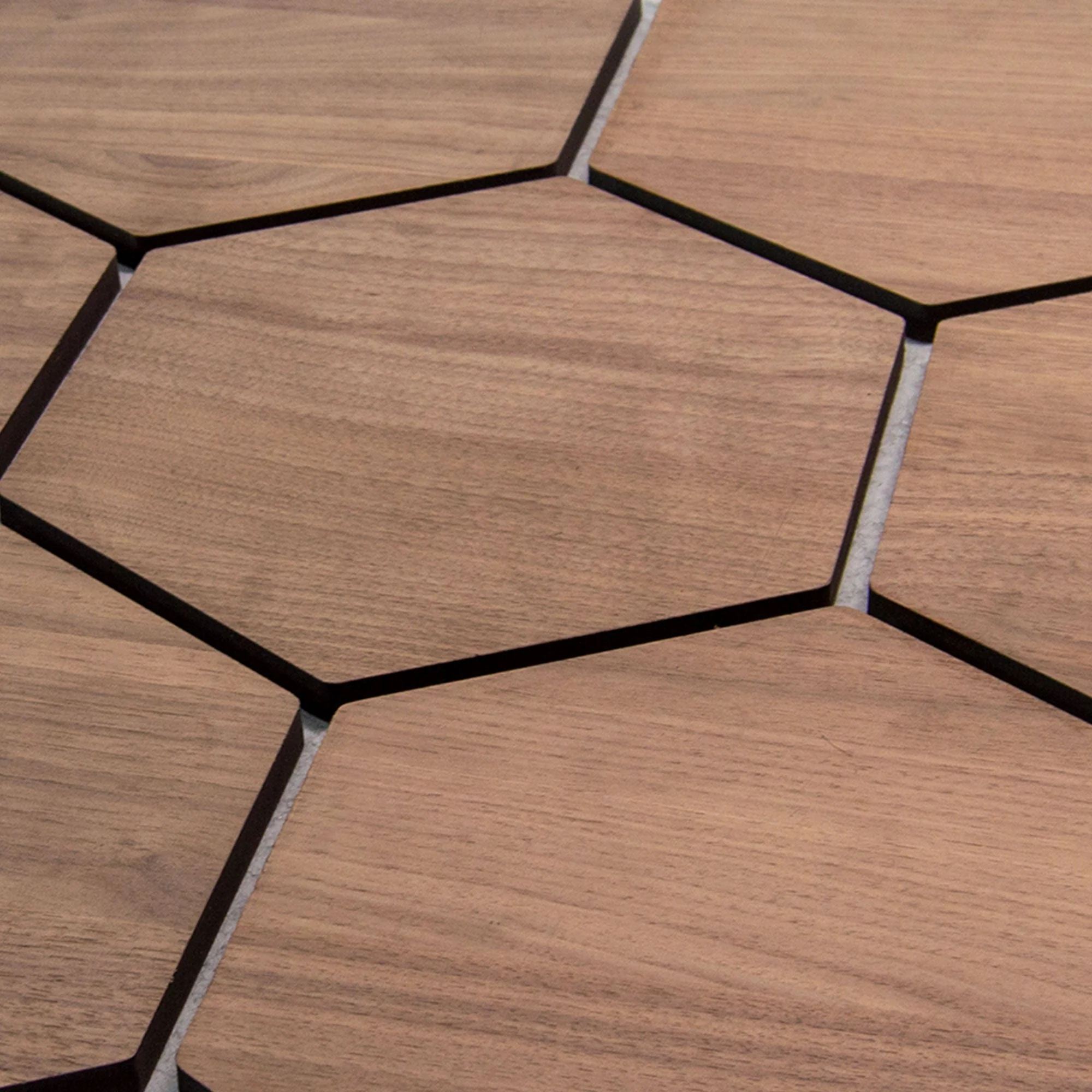 Panneau Mural Hexagonal | Noyer avec Feutre Gris 81 cm | Acoustique - Image 8
