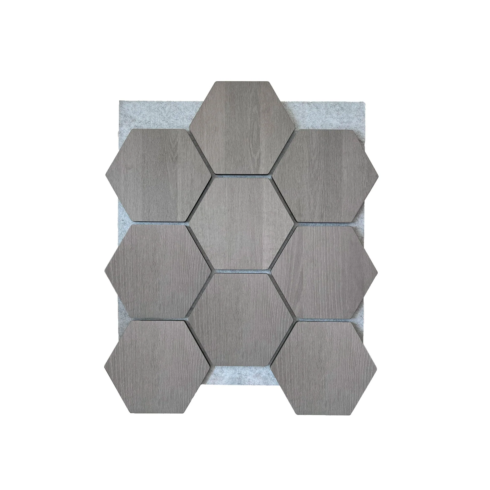 Panneau Mural Hexagonal | Noyer Gris avec Feutrine Grise 81 cm | Acoustique - Image 4