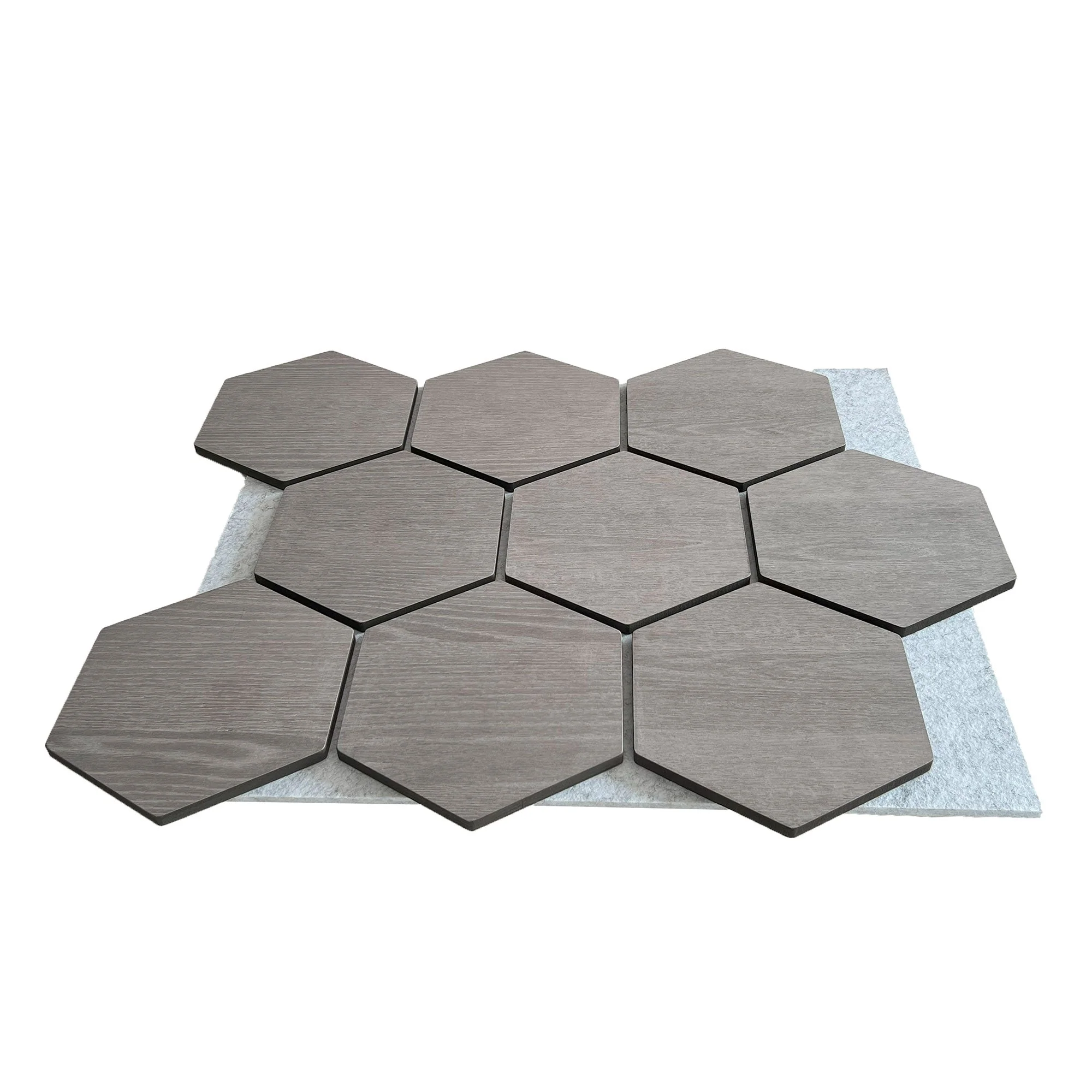 Panneau Mural Hexagonal | Noyer Gris avec Feutrine Grise 81 cm | Acoustique - Image 6