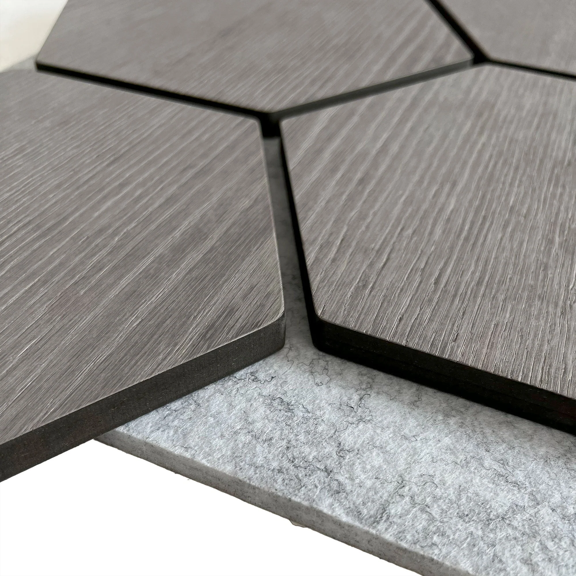 Panneau Mural Hexagonal | Noyer Gris avec Feutrine Grise 81 cm | Acoustique - Image 9
